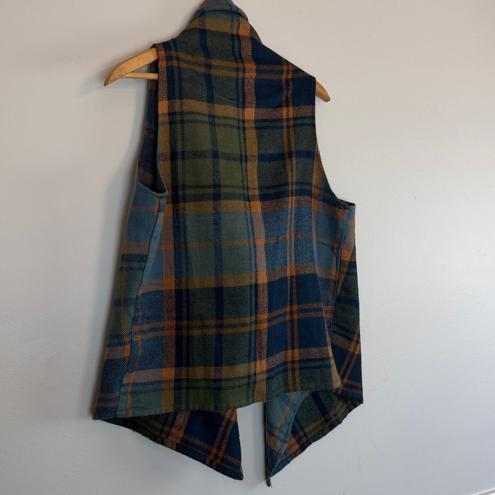 Natural Reflections plaid flowy vest cover 100% acrylic women’s size medium - Picture 9 of 11